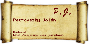 Petrovszky Jolán névjegykártya