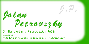 jolan petrovszky business card